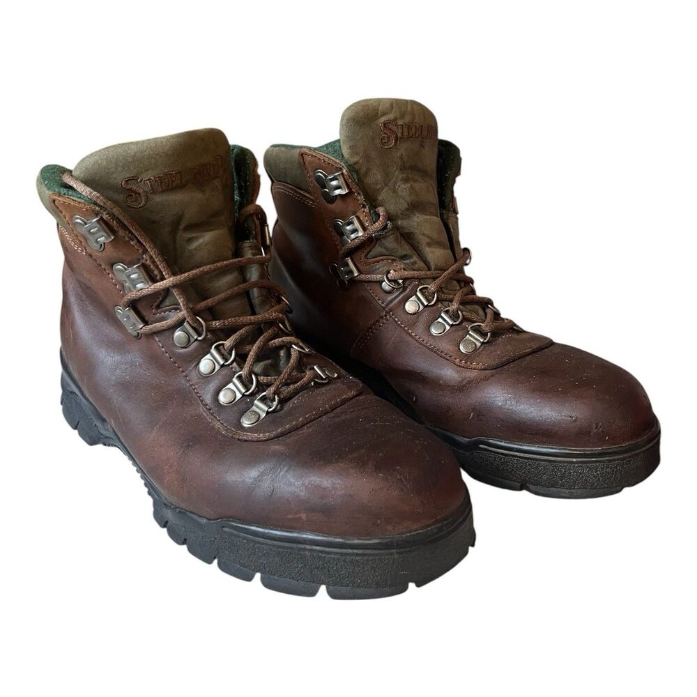 Vintage Georgia Boot Mens Steel Toe Hiker Work Boots Brown D-Ring Hook Size 10